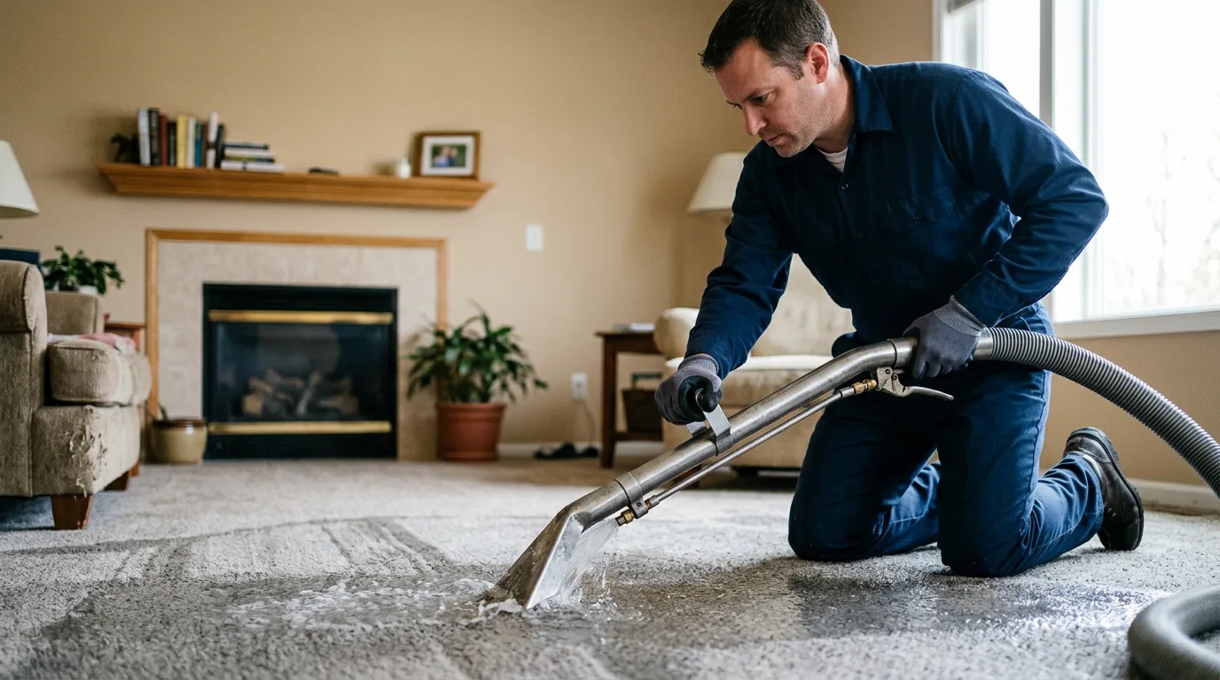 Water damage restoration technician working near Glastonbury, CT